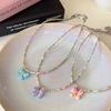 Dopamine Color Butterfly Beaded Necklace Women's Summer Small Fresh Sweet Neck Chain Design Sense Accessories Wholesale