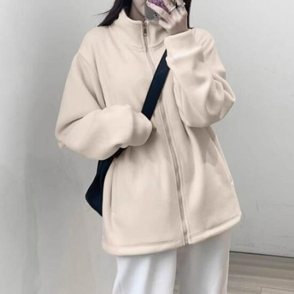 Navava Simple Daily Velvet Long Sleeve Zip Outer Nc258