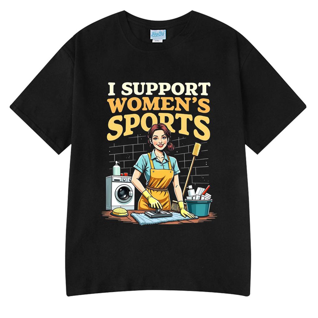 Ich unterstütze Frauensport Lustiges Meme Grafik T-Shirts Herren Damen Kleidung Baumwolle Oversized T-Shirt