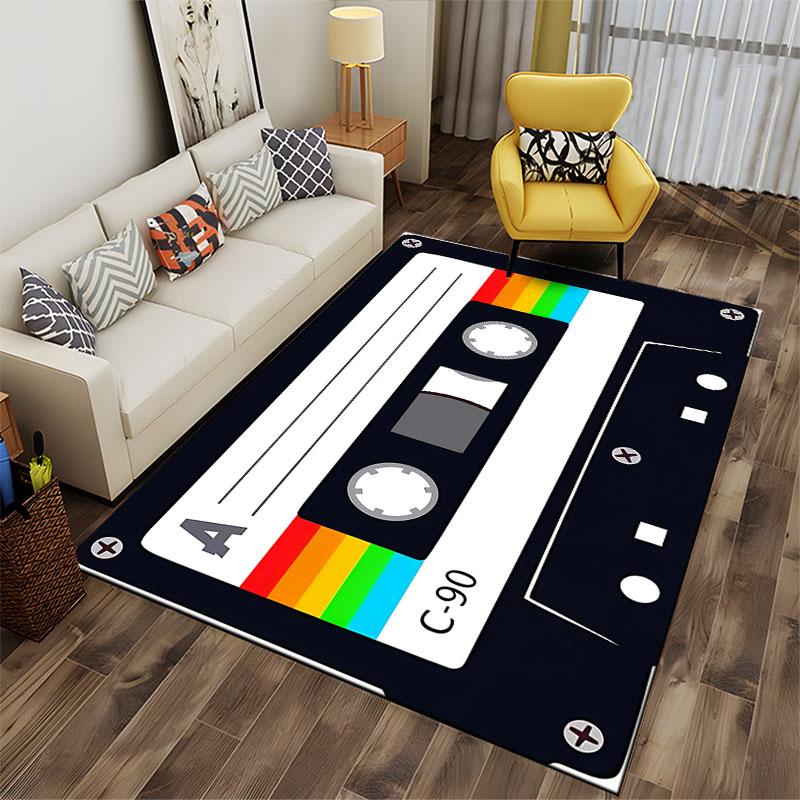 Retro Cassette Tape Design Carpet suitable as a non-slip mat for the living room or bedroom sofa