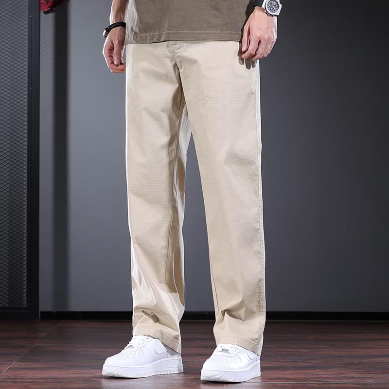 Jie Leinong Men's Summer Business Casual Straight-Leg Pants