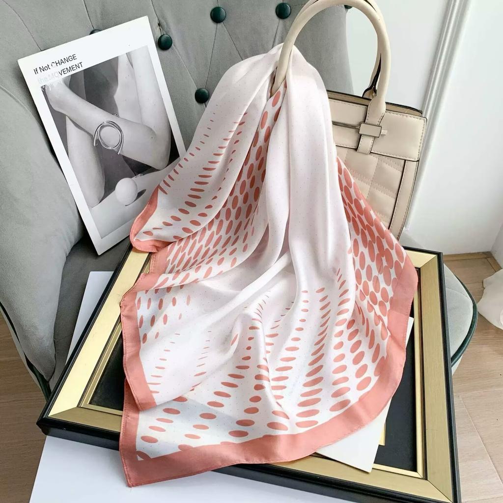 Neckerchief Female Luxury Square Scarf For Women Silk Feeling Shawl Satin Hijab Fashion Wraps Hair Bands Ribbon Headband Bandann