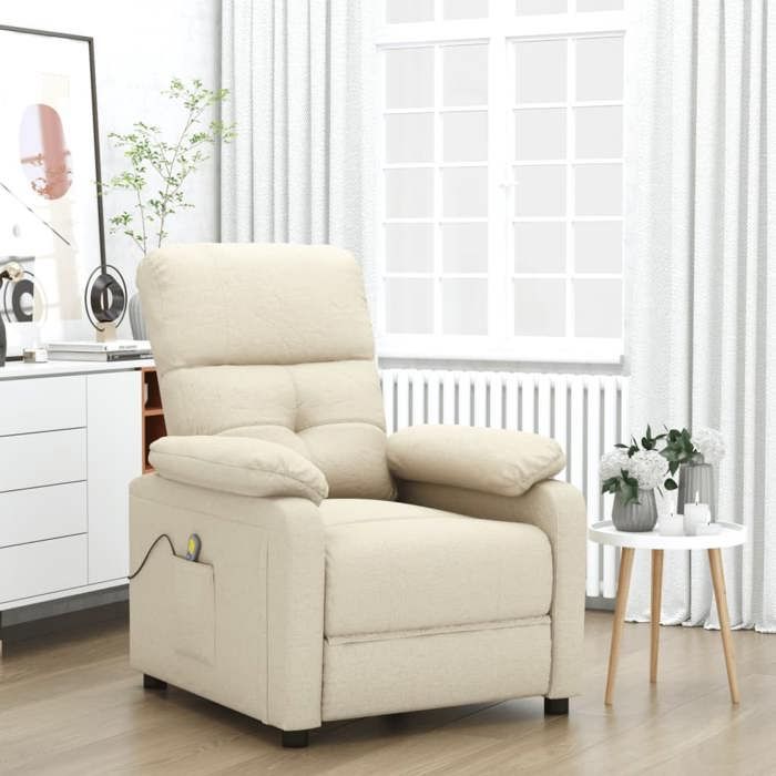 VidaXL Fauteuil de massage Crème Tissu 289681