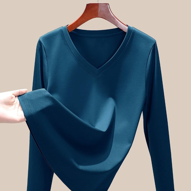 

Женская белая рубашка с длинным рукавом, из мерсеризованного хлопка с жидким аммиаком, спереди на плече, новая весенне-осенняя, из конского хлопка, с круглым вырезом, для ношения под низ. XXXXL