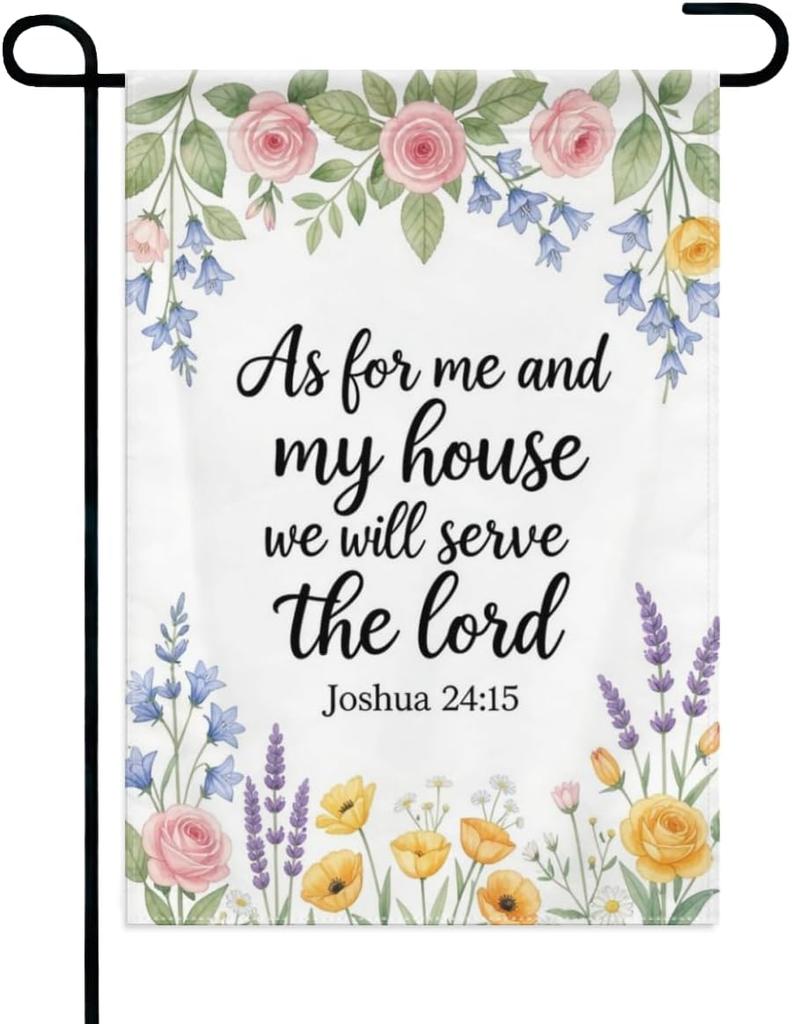 As For Me And My House We Will Serve The Lord Bible Verse Garden ag 12x18 Inch Double Sided Inspirational Religious Christ