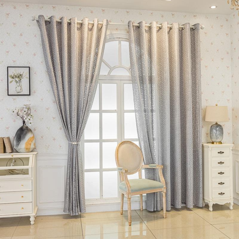 Semi-shading Grey Jacquard Curtain Living Room Bedroom Balcony Light Transmitting Sheer Curtains Gauze Curtain Window Decor