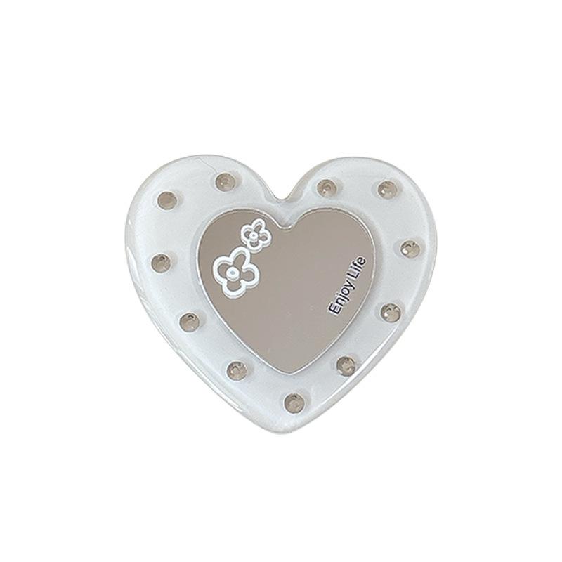Love Small Mirror Mobile Phone Airbag Holder Adhesive Rhinestone Adhesive Telescopic Folding Desktop Lazy