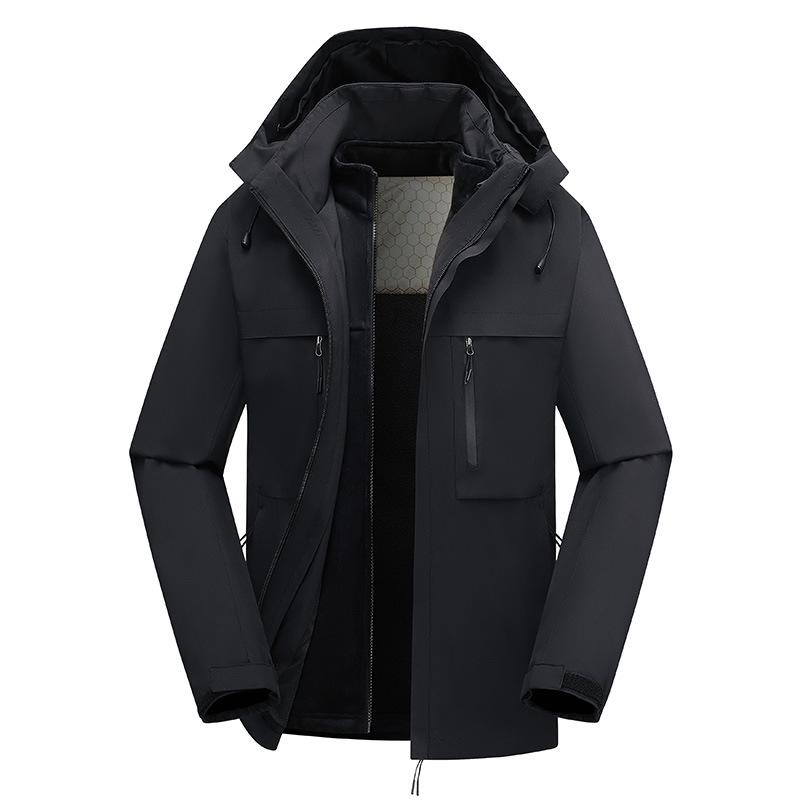 Personalized Windproof 3-in-1 Jacket: Solid Color, Custom Logo, Unisex Design, Thick Workwear