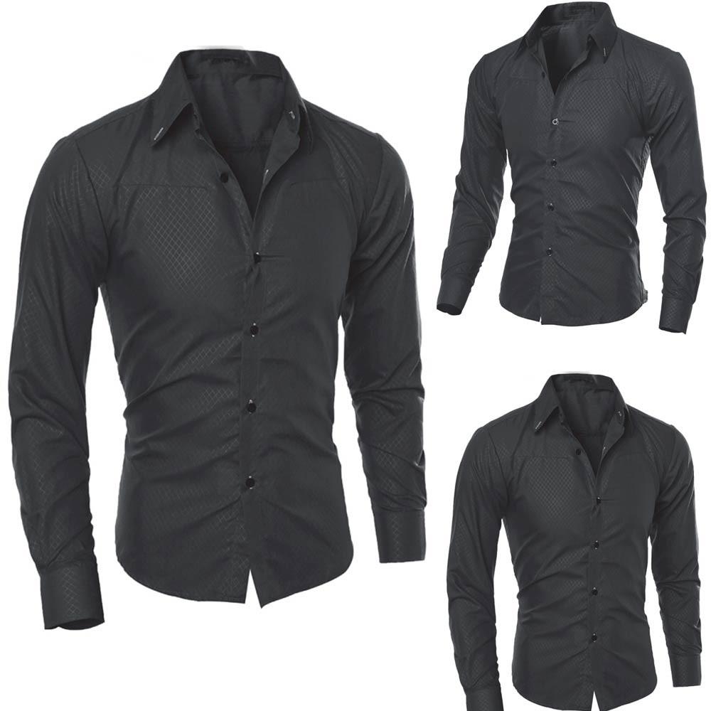 

Man Fashion Printed Blouse Casual Long Sleeve Slim Shirts Tops L