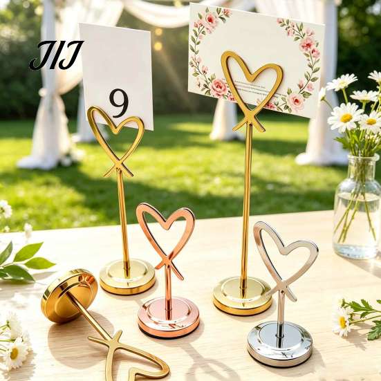 Decorative Sign Stands Hollow Heart Table Number Holder, Love Place Card Stand, Metal Clip for Photos, Food Signs, Memo Notes, Weddings, Birthdays,