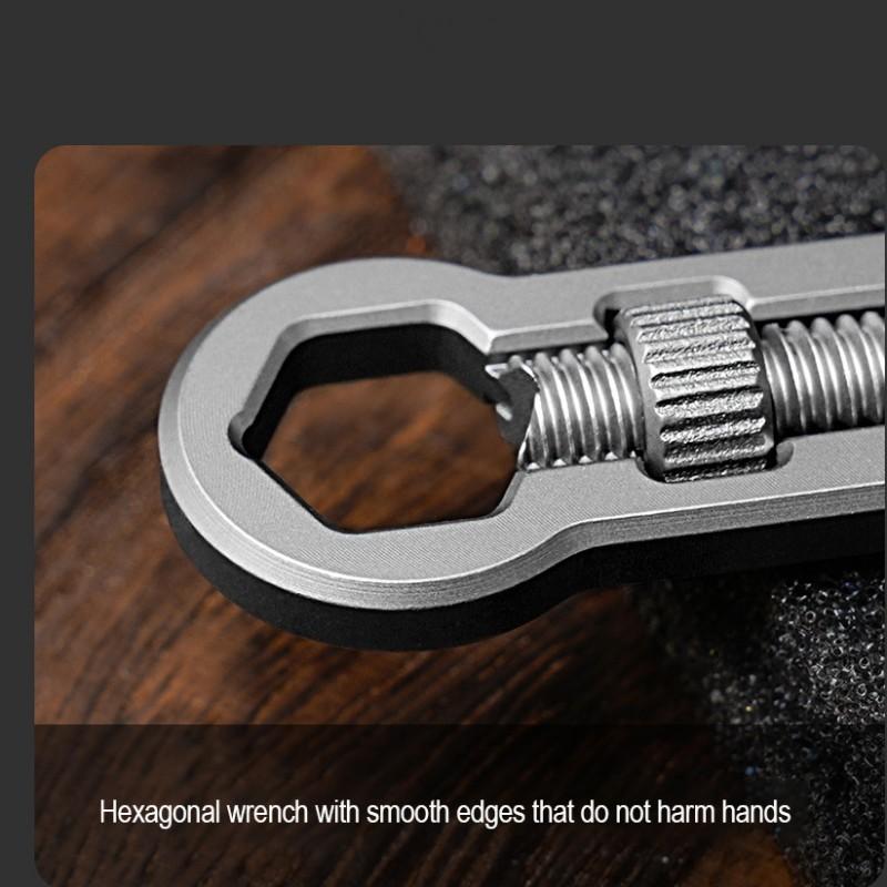 Titanium Alloy Crowbar EDC Multifunctional Hex Wrench Bottle Opener Portable EDC Keychain Outdoor Camping Tools with Necklace