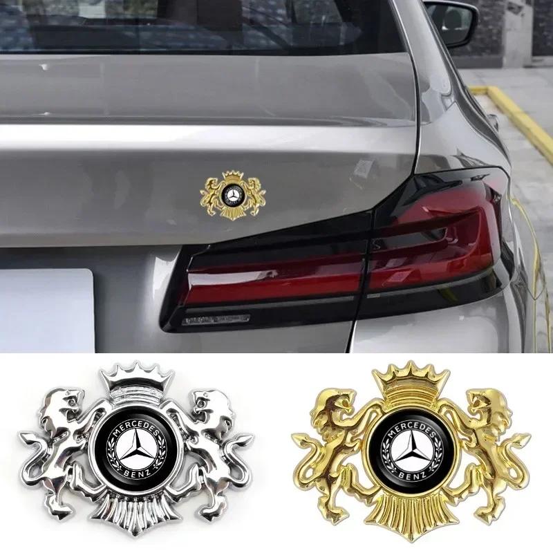 AABHZ1 Car Sticker 3D Metal Lion Side Trunk Decal for Mercedes Benz W203 W204 W168 W176 W124 W205 W211 CLA C63 G63 C180 A B C E Class