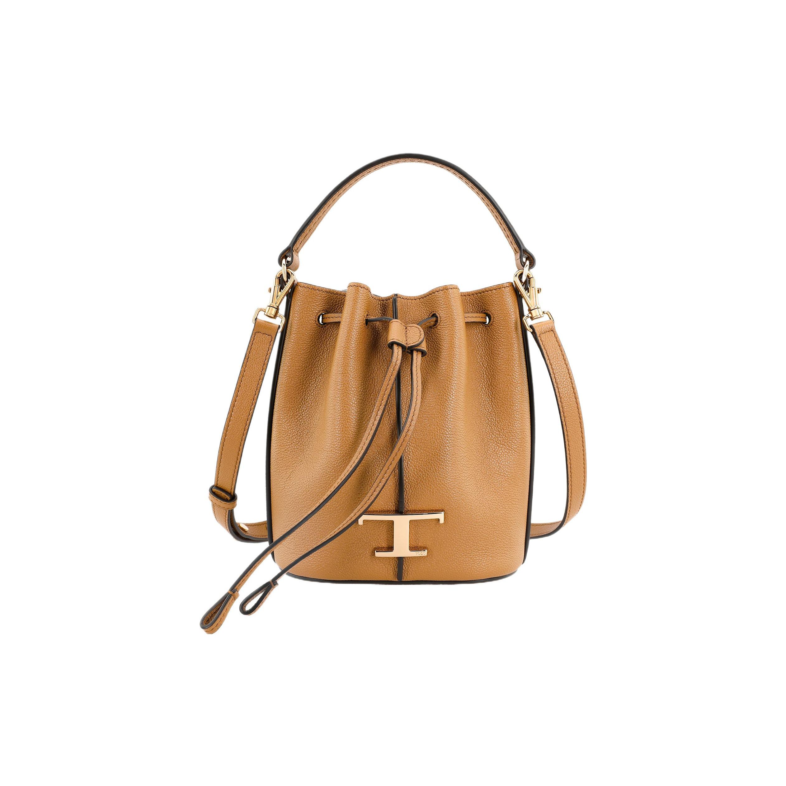 

Tods Timeless Metal T Logo Drawstring Closure Leather Bucket Bag Women bags Brown XBWTSAQ0000Q8ES410 Basic Set (Bag+Dust Bag)