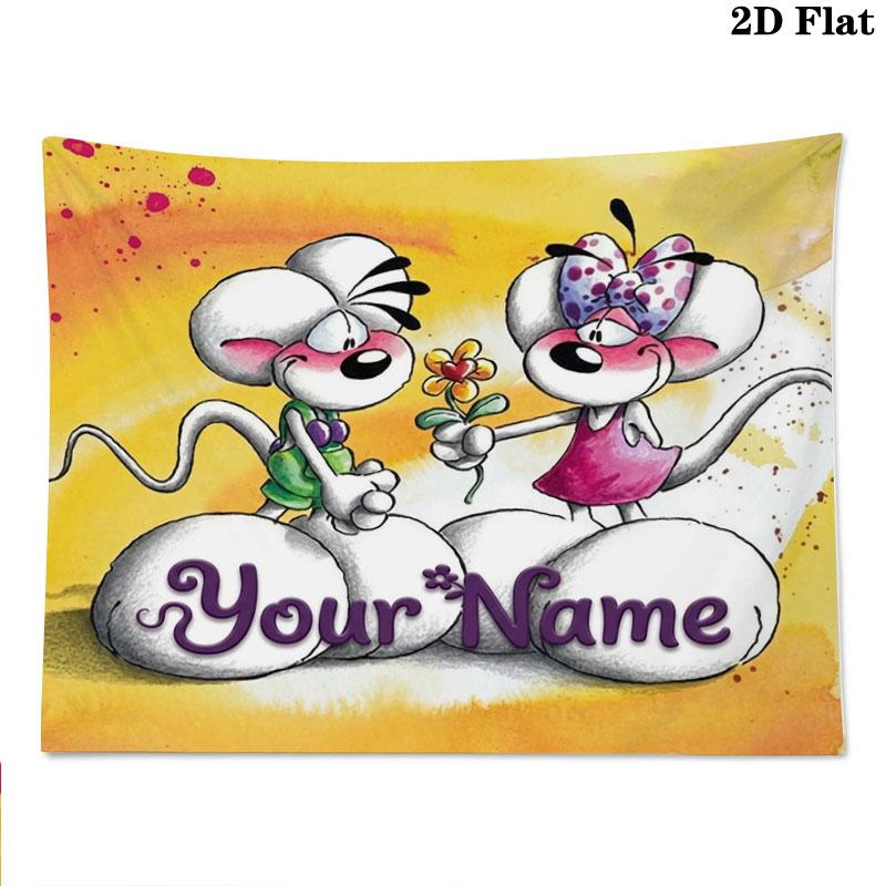Diddl Custom Name Wall Tapestry Aesthetic Wall Hanging Printed Fabric Blanket Decorative Tapestries for Bedroom Living Room Home Decor