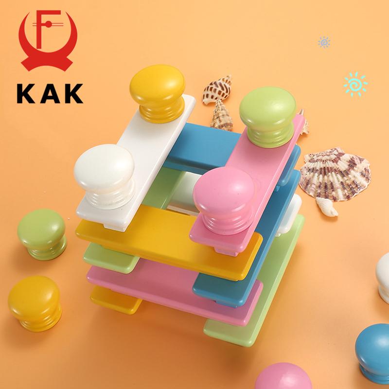 KAK Children Wooden Cabinet Knobs and Handles Kitchen Door Handles Macaron Wardrobe Cupboard Handle Drawer Knobs Furniture Pulls