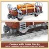 154PCS Railway Wooden Carriages Building Blocks MOC Bricks Small Paticle Blocks Toys Train Steam Toys For Kids Gifts