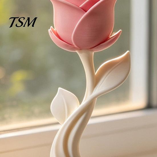 Artistic Table Decorations Modern Rose Sculpture, 3D Printed Minimalist Floral Decor, Abstract Home Accents Flower Statue for Office, Elegant Tabletop