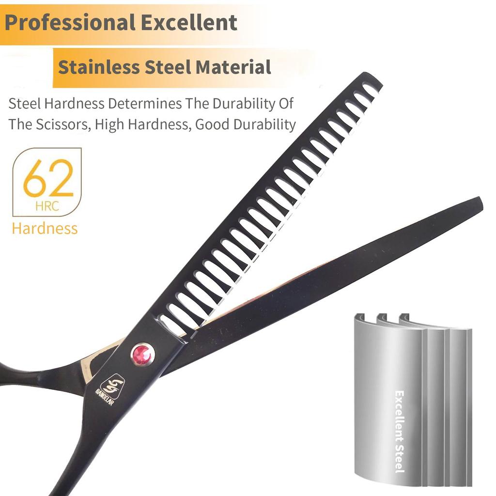 SANGELAR Foarfece pentru îngrijirea animalelor de companie de 7,5 inci Rata de subțiere a dinților din os de pește 35%-50% Foarfece de subțiere pentru câini Unelte profesionale pentru îngrijirea animalelor de companie Îngrijirea câinilor