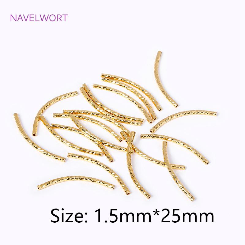 18K Gold Plated 20/25/30MM Texture Long Curved Tube Beads For DIY Bracelet Necklace Jewelry Making Accessories Wholesale