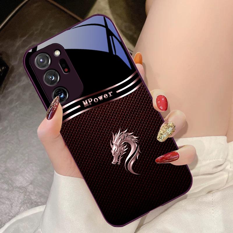 

Tempered Glass Phone Case For Samsung Galaxy Note 8 9 10 PRO 20 Ultra A01 02 03 Core 04E 4G A10 12 13 5G Sunset Red Dragon For Galaxy Note 9
