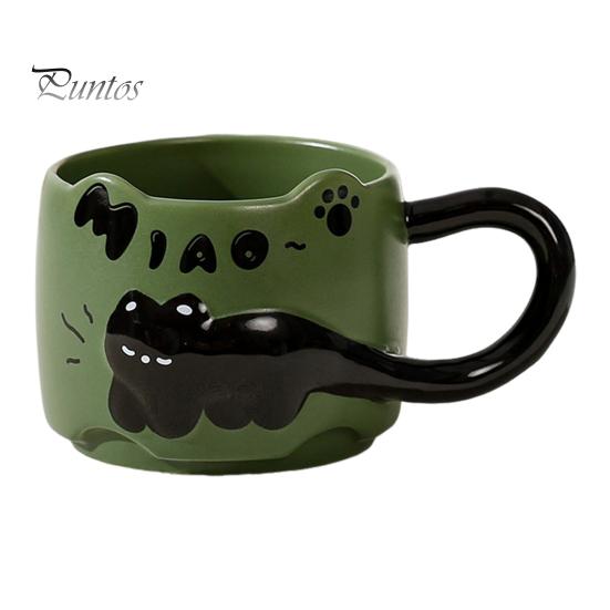 Cani de cafea stivuibile cu pisici, capacitate 380 ml, cu tematică drăguță de pisică, căni de ceai ceramice care economisesc spațiu, cadou pentru iubitorii de pisici și colecționari