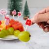 Christmas Fruit Forks Set Plastic Xmas Cupcake Toppers Elk Snowman Santa Claus Cookie Toothpick Xmas Party Cake Decorations