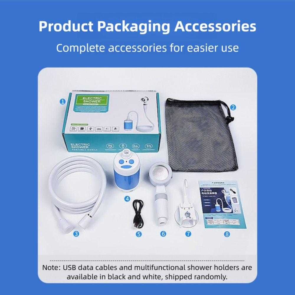 Rechargeable Portable Camping Shower Temperature & Battery Digital Display Shower Pump  Household