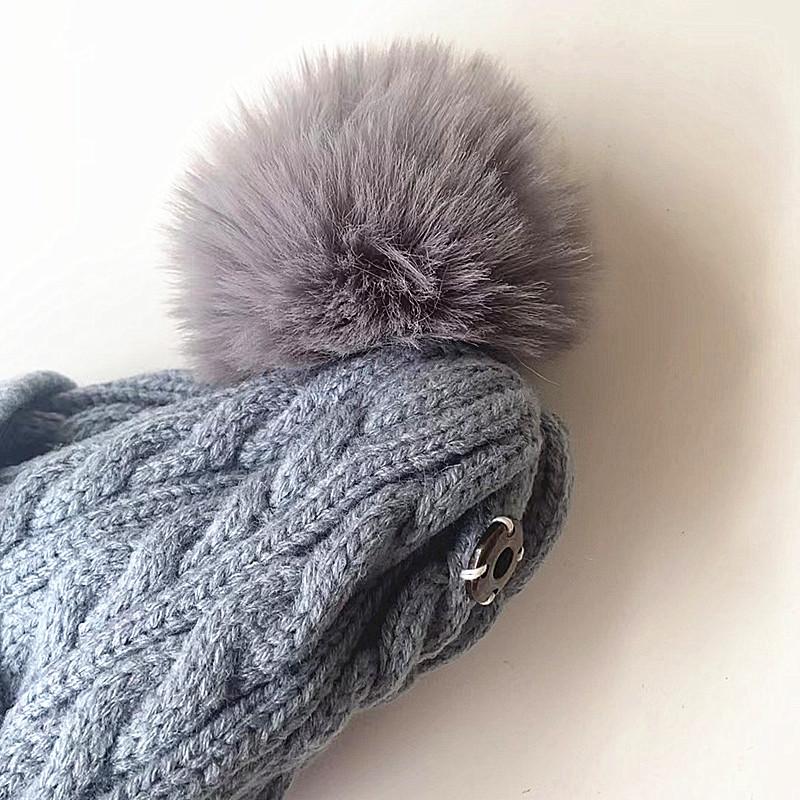 Kids Winter Hat Scarf Gloves Set Double Ball Fleece Lining Baby Hats for Boy Girl Solid Color Infant Knitting Beanie Cap 1-4Year