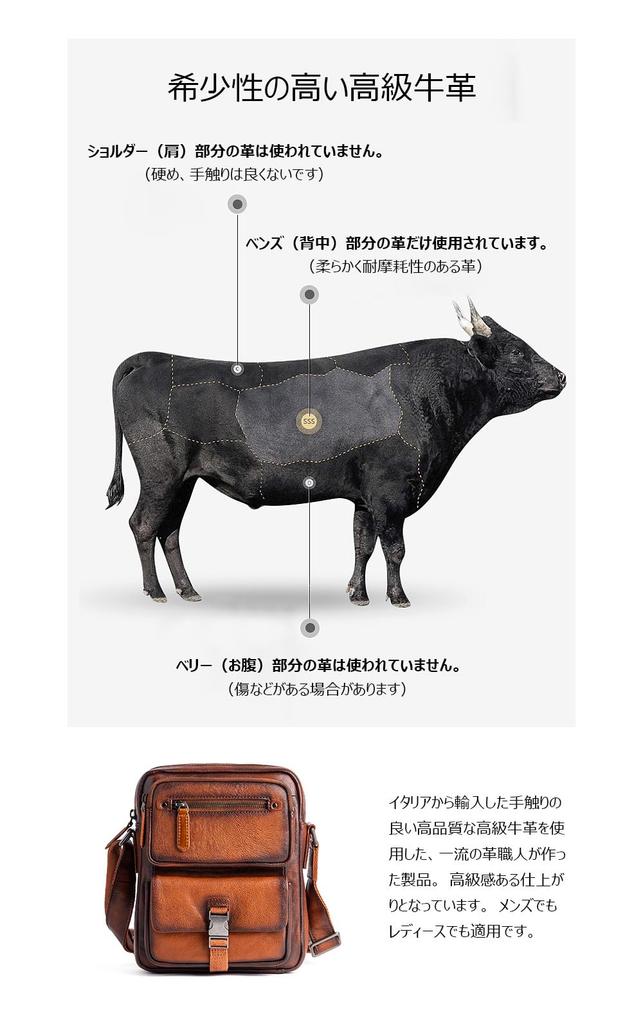 Whatna Antique-Tanned Natural Cowhide Leather One-Shoulder Bag for Men, Crossbody Bag, Shoulder Bag, Handbag, Clutch Bag, Vertical Chest Bag, Genuine