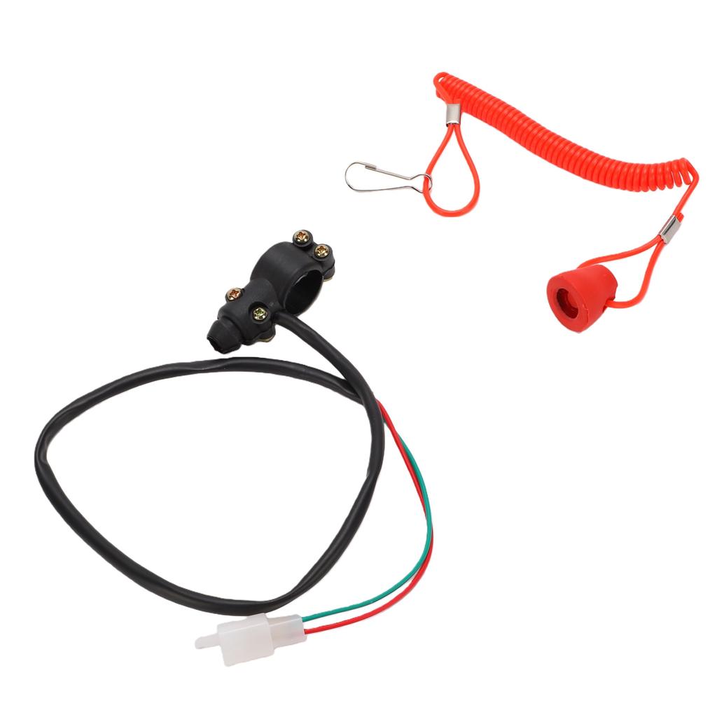 Boat Engine Kill Stop Switch with Safety Tether Lanyard For 22mm Handlebar Motorcycles Dirt Bike ATVs UTVs Outboard