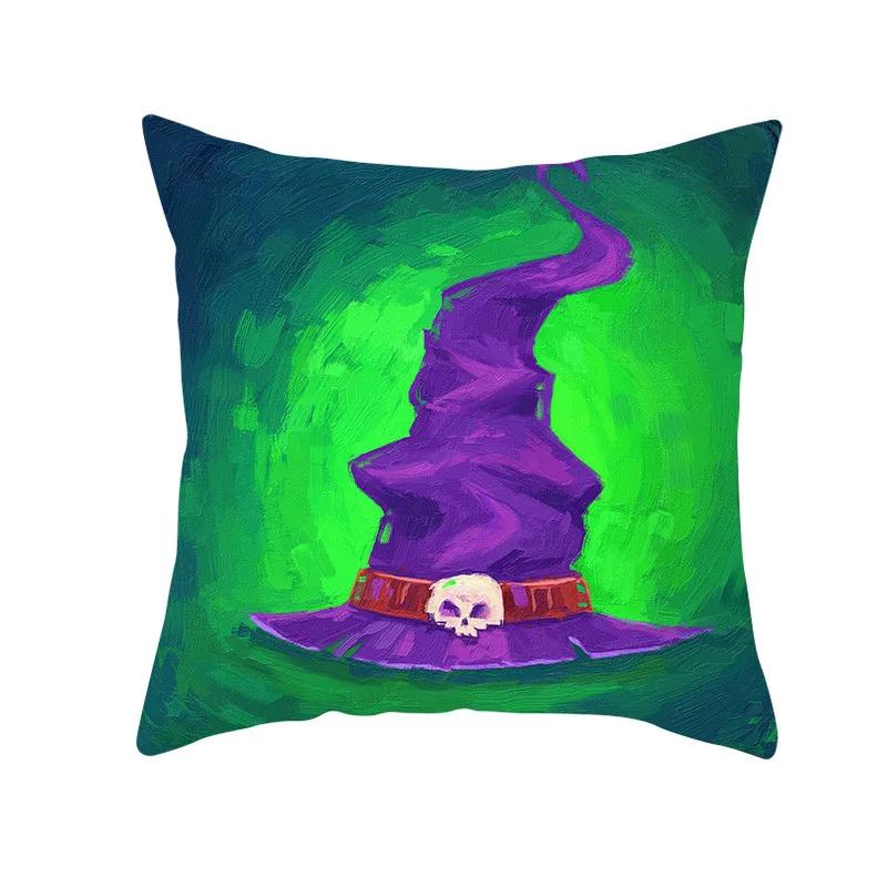 Halloween Style Decorative Cushion Cover Horror Pattern Polyester Pillowcase Pillow Cover For Sofa Home Room Festival Decor