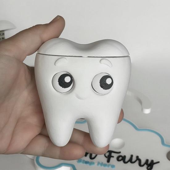 Drukowane 3D Pojemnik na wypadające ząbki Urocze Białe Pudełko do Przechowywania Zębów w Kształcie Zęba dla Dzieci Pudełko na Pamiątkę Pierwszego Wypadającego Ząbka dla Chłopców Dziewczynek