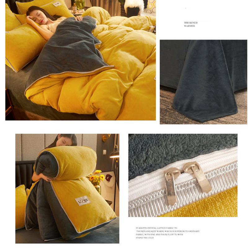 Verdickter Milch-Bettbezug, doppelseitige Flanell-Bettwäsche, Kristall-Bettbezug, Kissenbezug, Bettwäsche