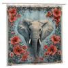 Elephant Flower Shower Curtain - Majestic Beasts In Vibrant Flowers Hanging On Living Room Wall, Bedroom Decoration - Natural