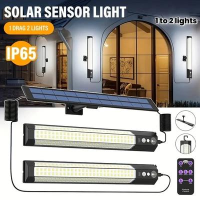 Solar Motion Sensor Wall Light USB Rechargeable Hanging Lamp with Remote for Indoor Outdoor Garage Garden Emergency Lighting