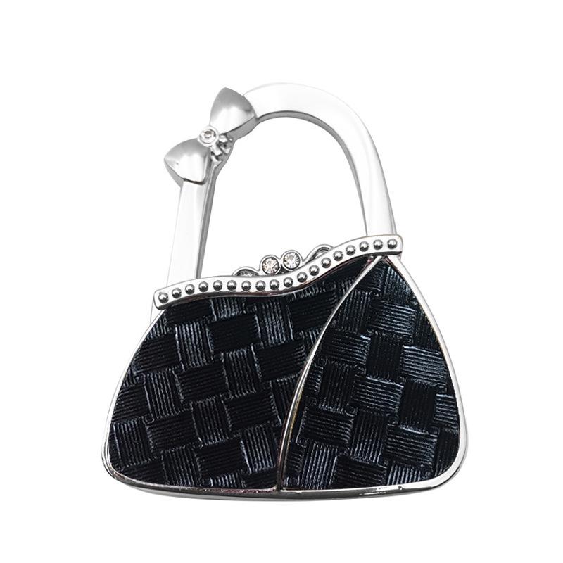 In Stock: New Style Dual-Diamond Folding Portable Metal Handbag Hook & Desktop Stand