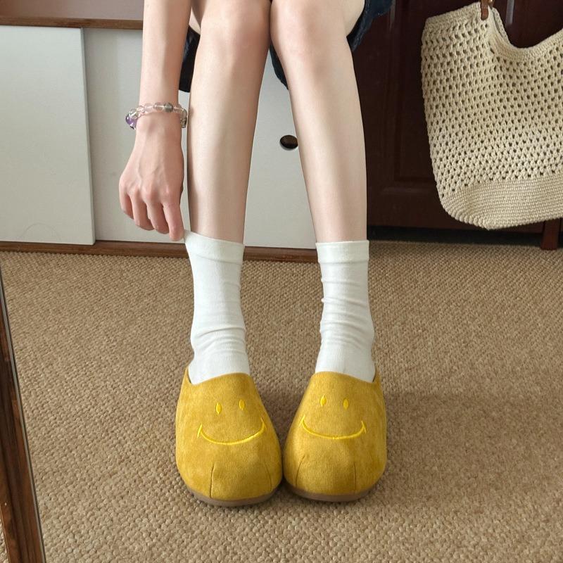 Summer new inner height increase smiley face thick bottom lazy woman wearing retro small bag head slippers