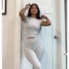 BFCCQB Women's Fashion Casual Summer Spring O-Neck Short Sleeve Pants Suits