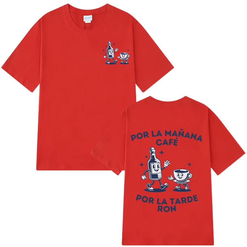 

Bad Bunny Café Con Ron Graphic T-shirt Men Women Fashion Clothing Tee Short-sleeved Cotton Loose Casual Vintage T-shirt Fan Gift 4XL
