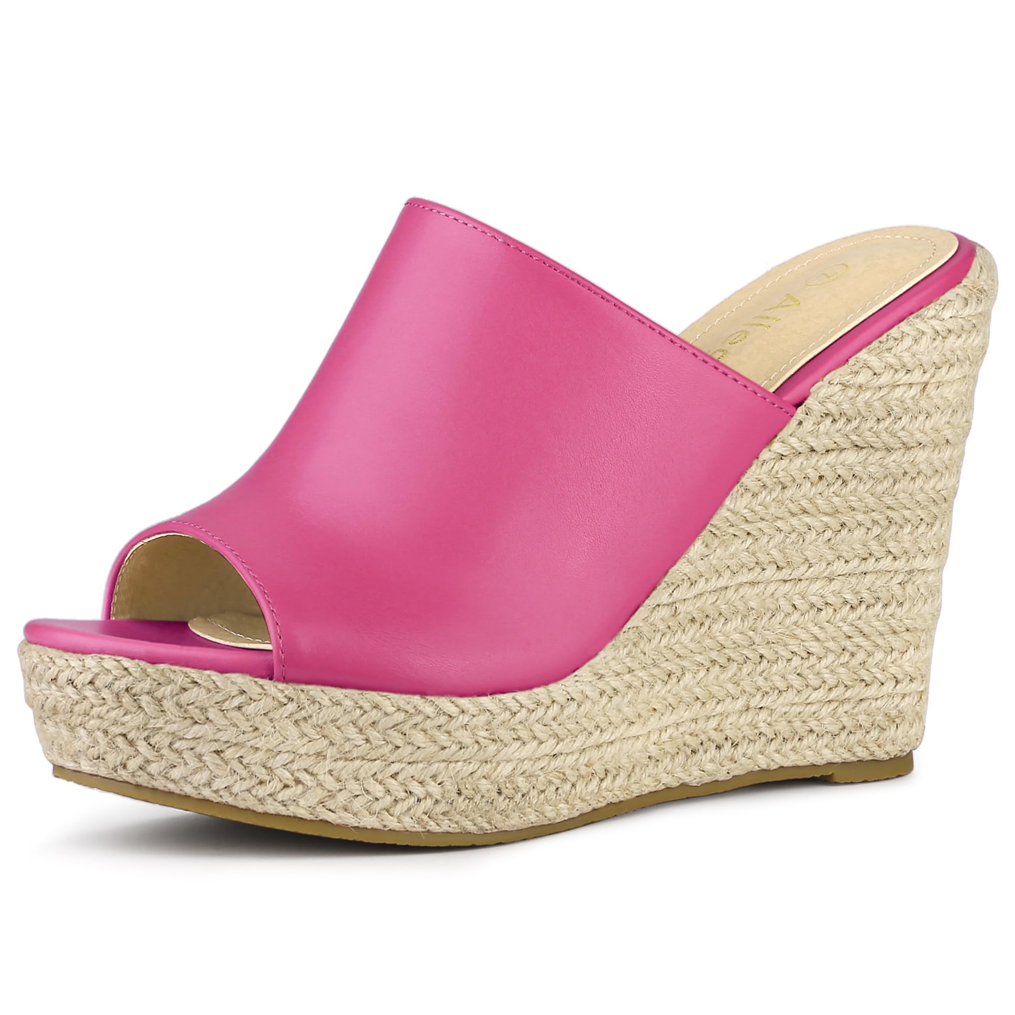 Allegra K Women s Platform Mules Open Toe Wedge Heel Hot Pink Size 235cm 9000₽