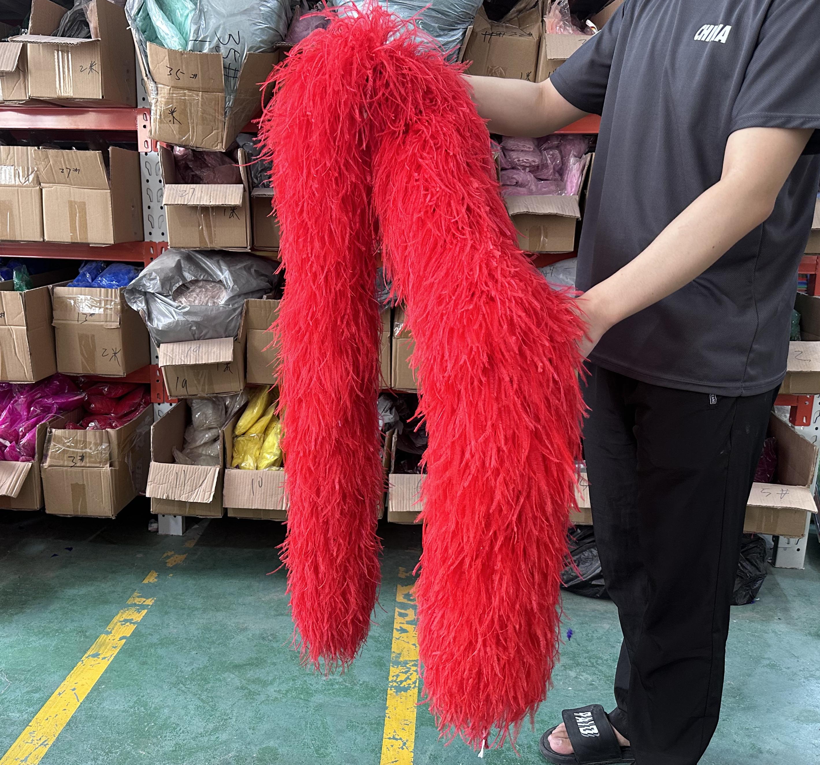 

DIY Colorful Ostrich Feather Boa 6Ply Fluffy Shawl 0.5/1/2/3/4 Meter for Wedding Dress Carnival Performance Costume Party Decoration 6Ply 0.5Meter червоний