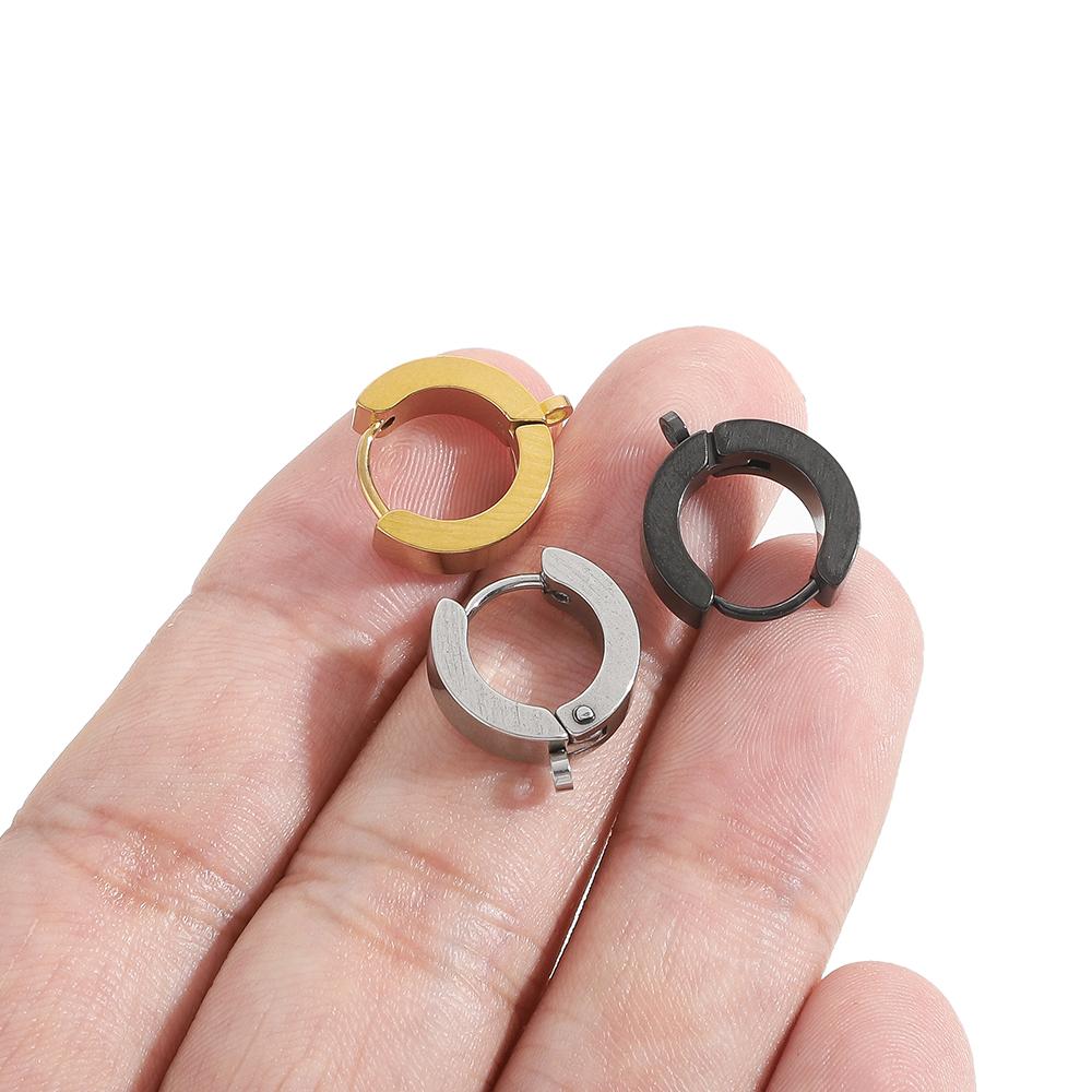 10pcs Stainless Steel Huggie Hoop Earring Hooks Clips Ear Post for DIY Jewelry Punk Hiphop Earrings Making Supplies Accessories
