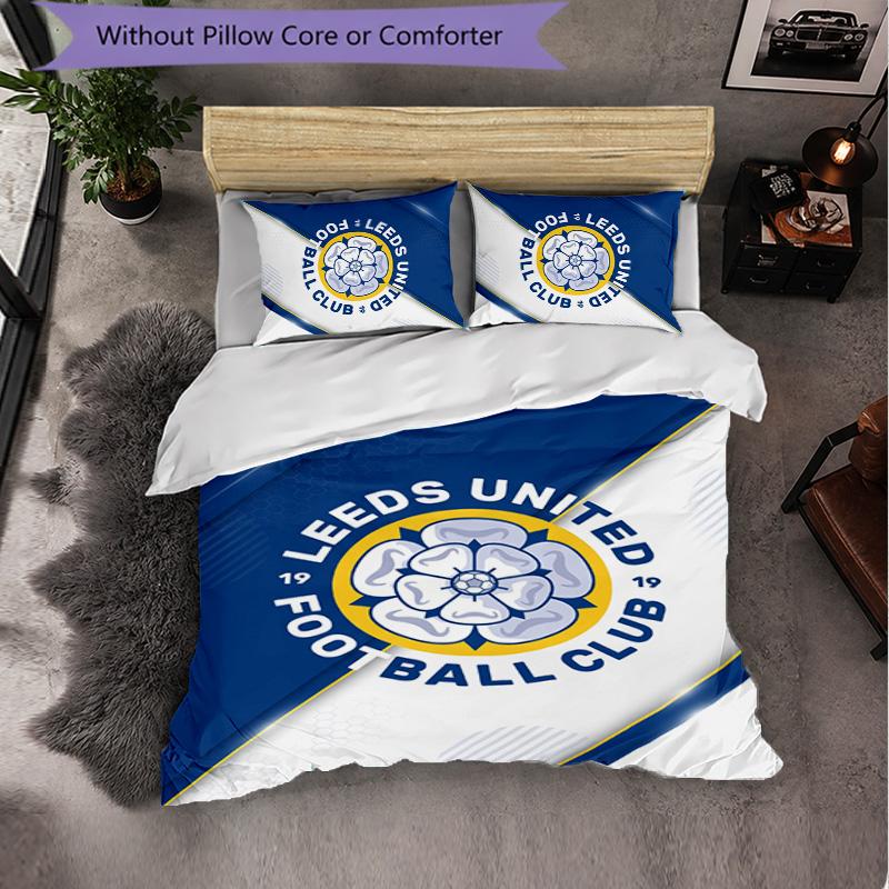 Biancheria da letto a tema Leeds United Set 3 Pezzi Copripiumino Biancheria da letto Decorativa Per Camera Adolescenti Decorazione Casa