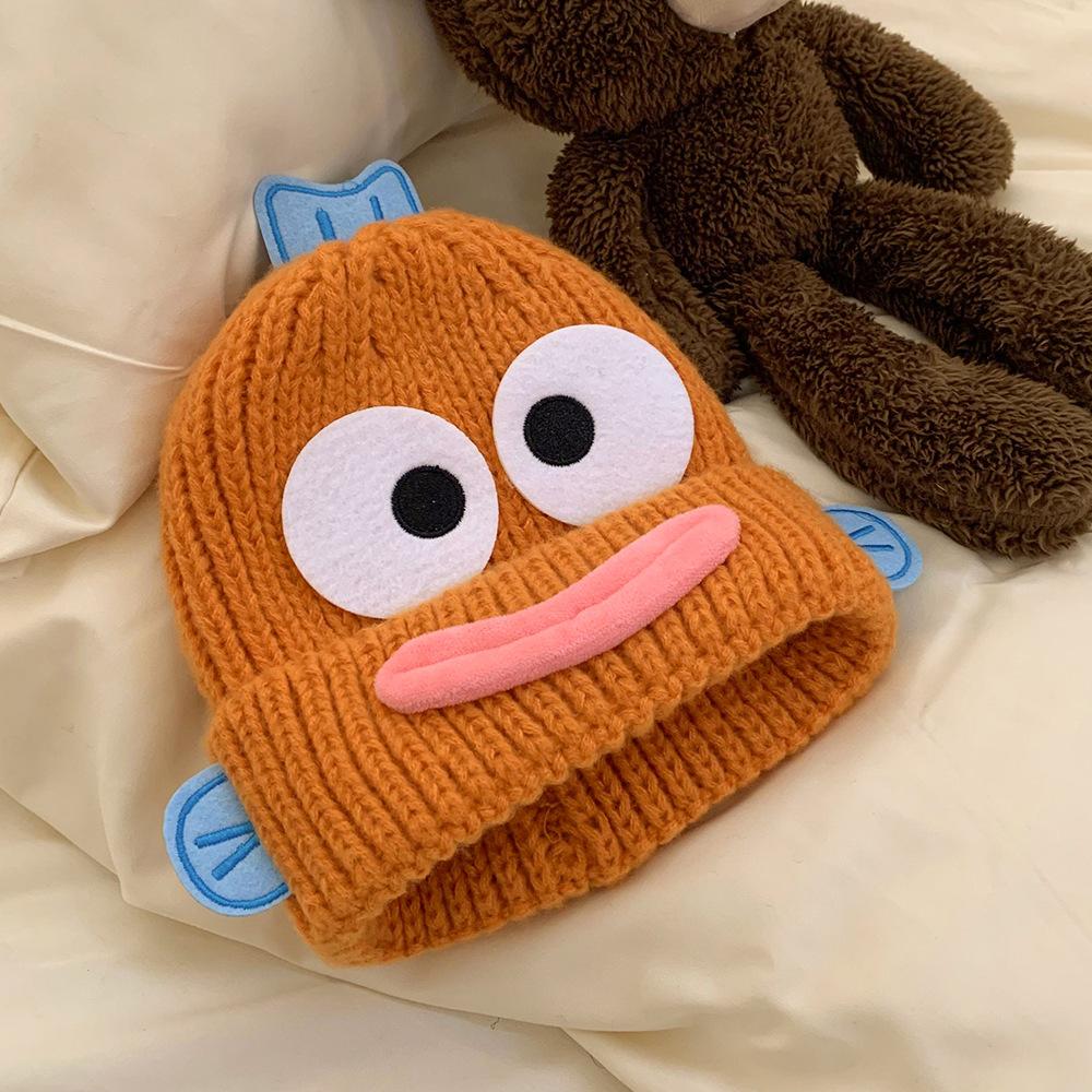 

Ugly and Funny Cartoon Sausage Mouth Woolen Hat for Women in Autumn and Winter Warm and Cute Face Showing Small Knitted Ear Protection Hat Trendy M（56-58cm）