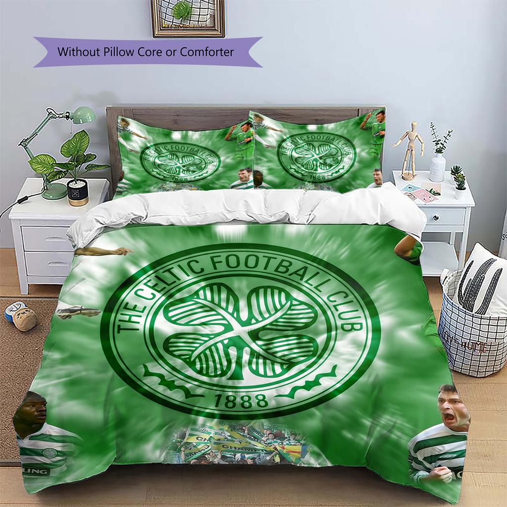 Motif Écusson du Celtic FC Literie Décoration de Maison Cadeau d'Anniversaire (1 housse de couette + 2 taies d'oreiller, sans garniture.)