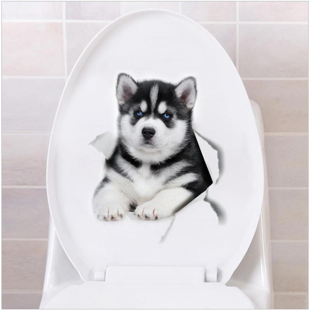 Cartoon Cat Toilet Sticker Bathroom and Bathroom Beautification Decoration Toilet Lid Waterproof 3D Self-Adhesive Sticker