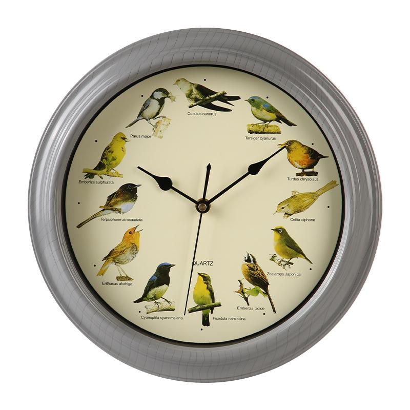 10inch Quartz Singing Bird Wall Clock with Names Songs For Home Decoration