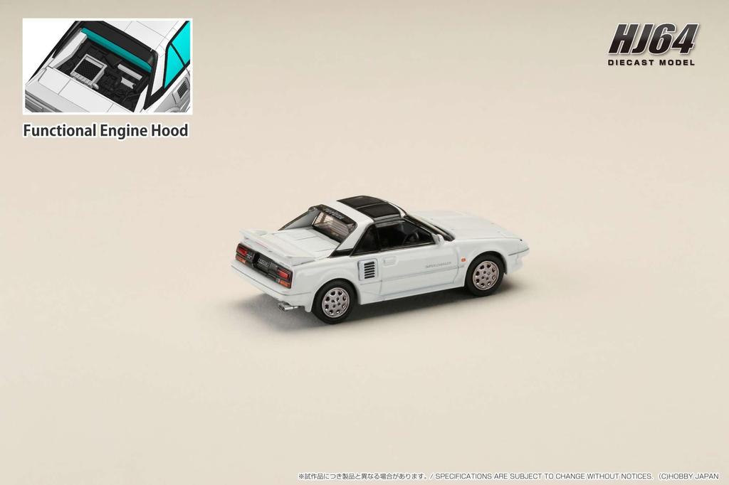 HJ64 1/64 Scale Toyota MR2 1600G-LIMITED SUPER CHARGER 1988 T BAR ROOF Super White II Finished Model
