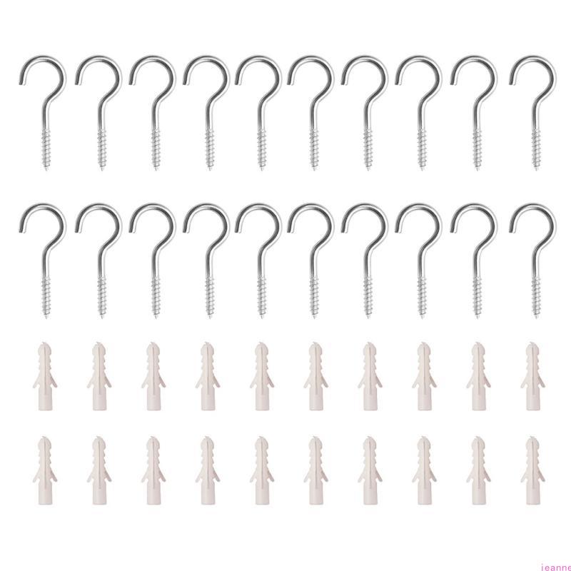 20 Pcs Stainless Steel Eye Screws Hooks Self-Tapping Ceiling Hooks