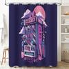 Japanese Anime Shower Curtain Retro Vaporwave Cityscape Backdrop Washroom Decor Artistic Wall Hanging Home Decor